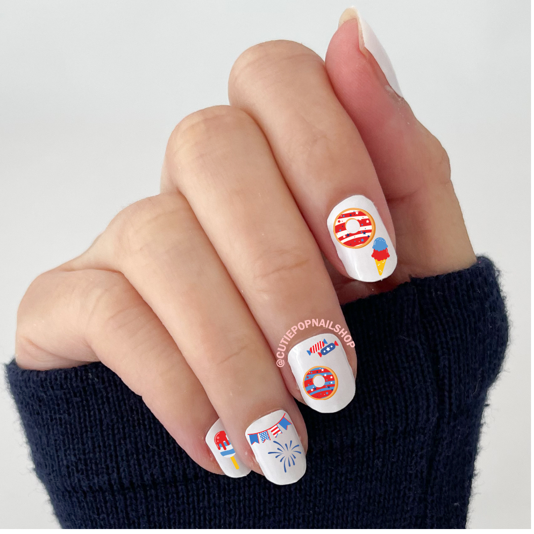 30 Patriotic USA Nail Decals fourth of July Veteran's 