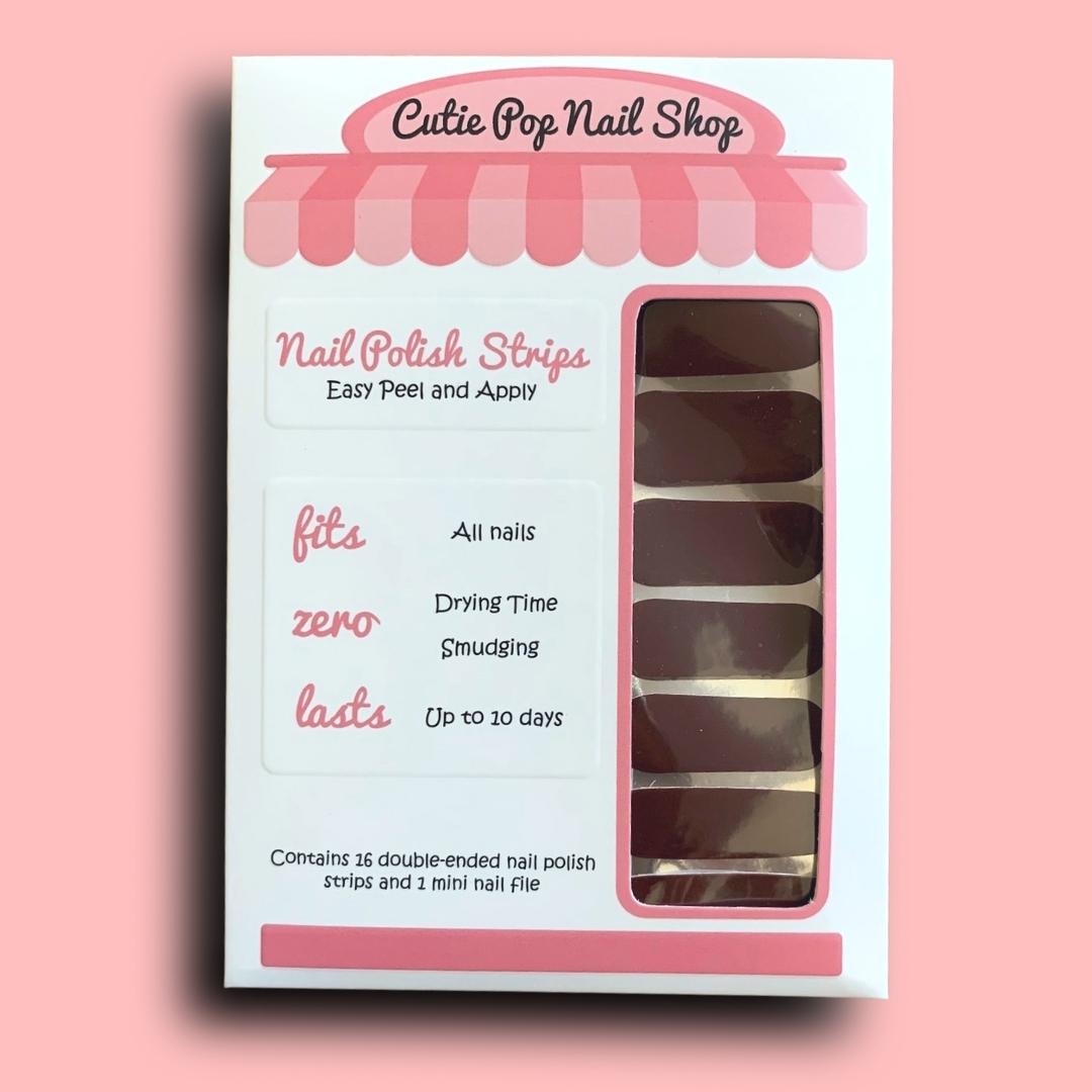 Deep Rich Chocolate Brown Nail Polish Wraps - Cutie Pop Nail Shop